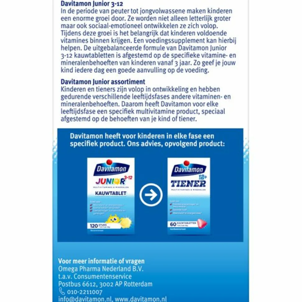 2x Davitamon Junior 3+ Kauwvitamines Banaan 120 kauwtabletten