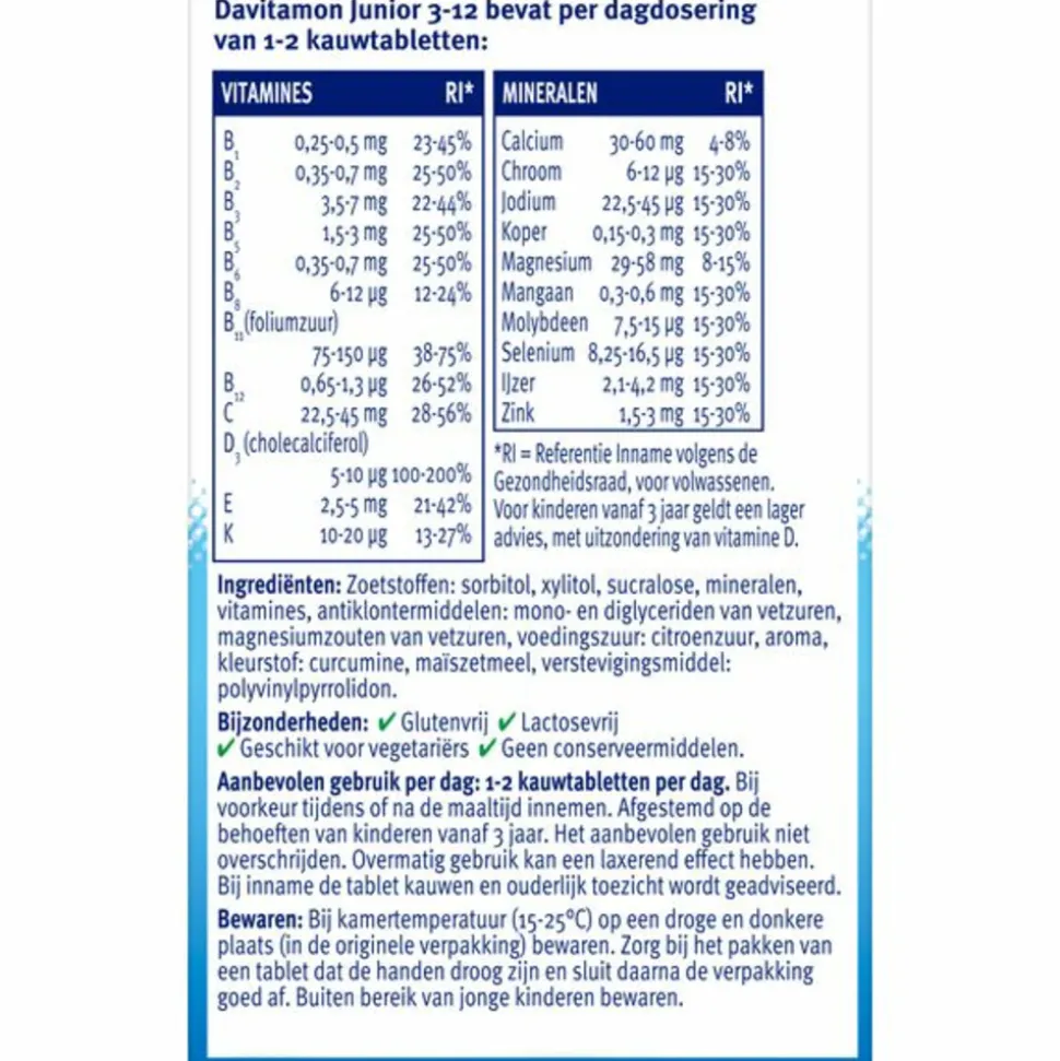 2x Davitamon Junior 3+ Kauwvitamines Banaan 120 kauwtabletten