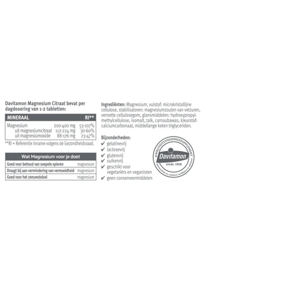 2x Davitamon Magnesium Citraat 60 tabletten