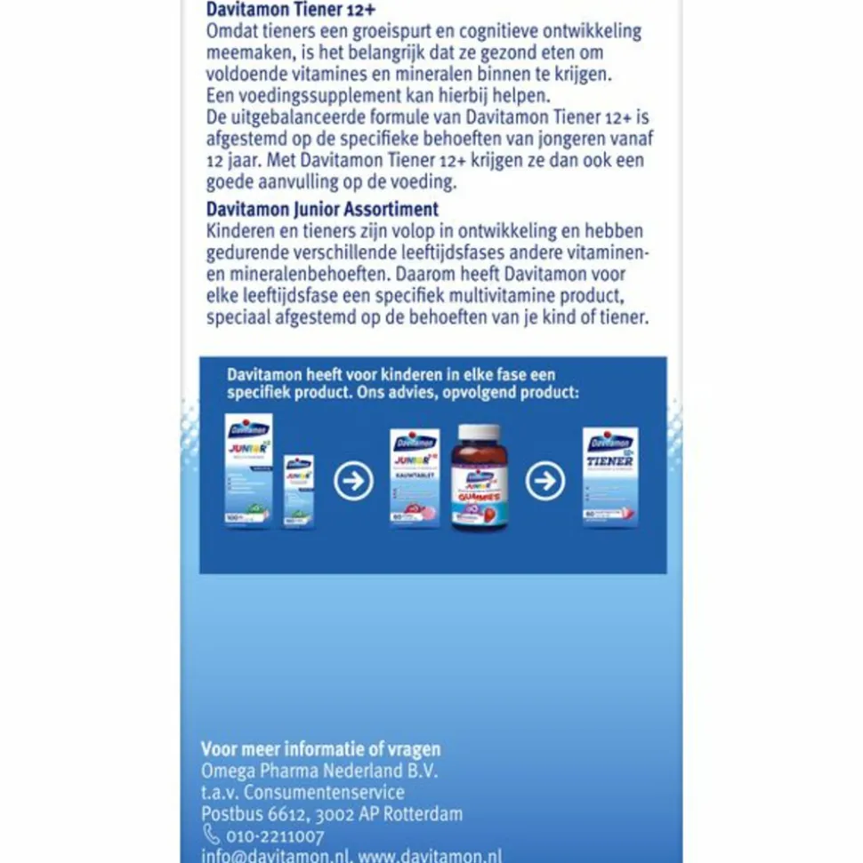 2x Davitamon Tiener 12+ Aardbei 60 kauwtabletten