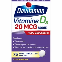 2x Davitamon Vitamine D3 20MCG Hoog Gedoseerd 75 smelttabletten