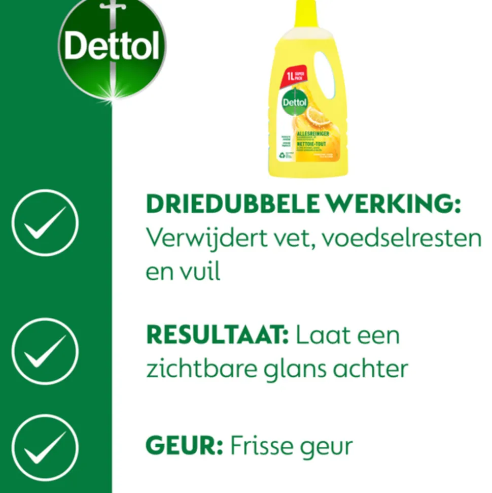 4x Dettol Allesreiniger Power & Fresh Citroen & Limoen 1 liter