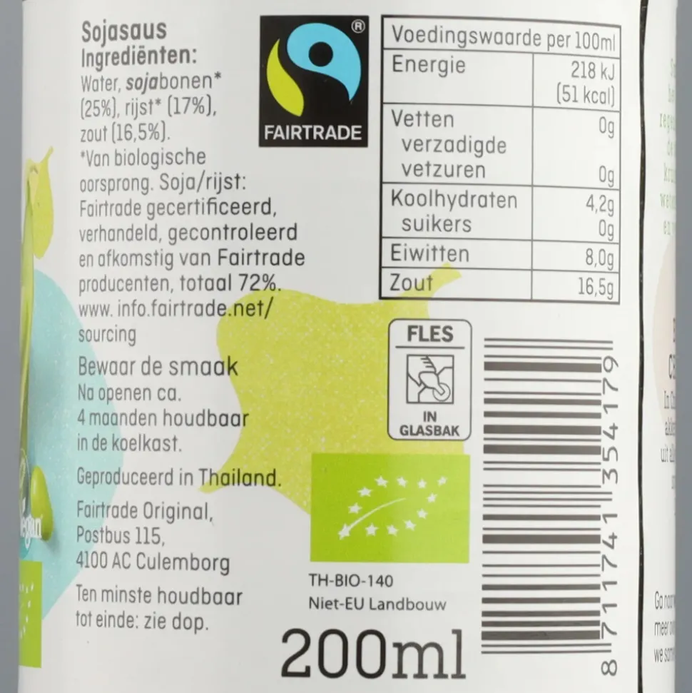 6x Fairtrade Original Sojasaus Biologisch 200 ml