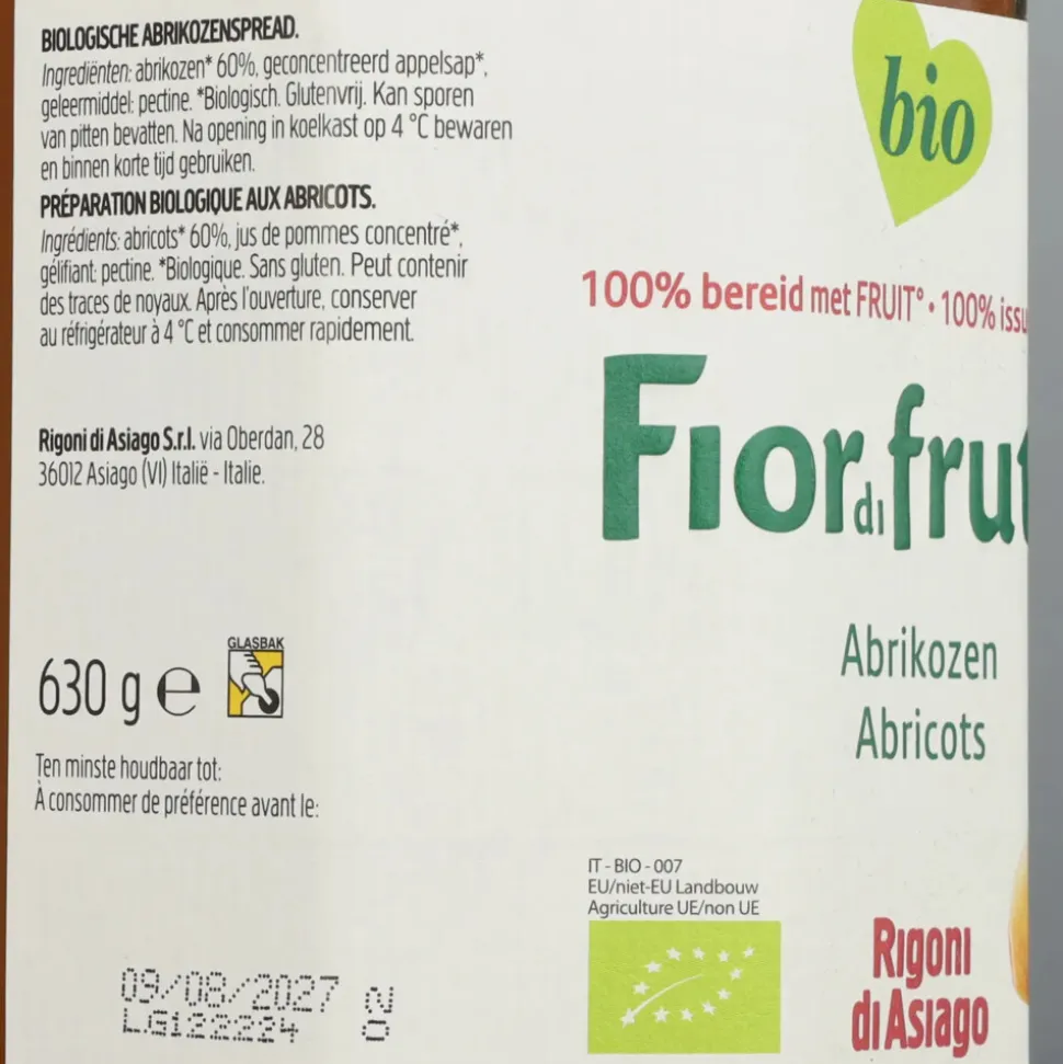 3x Fiordifrutta Biologische Jam Abrikozen 630 gr