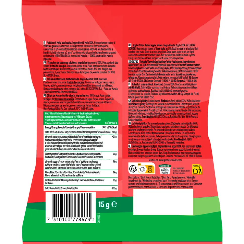 11x Goodies Snack Chips Appel 15 gr