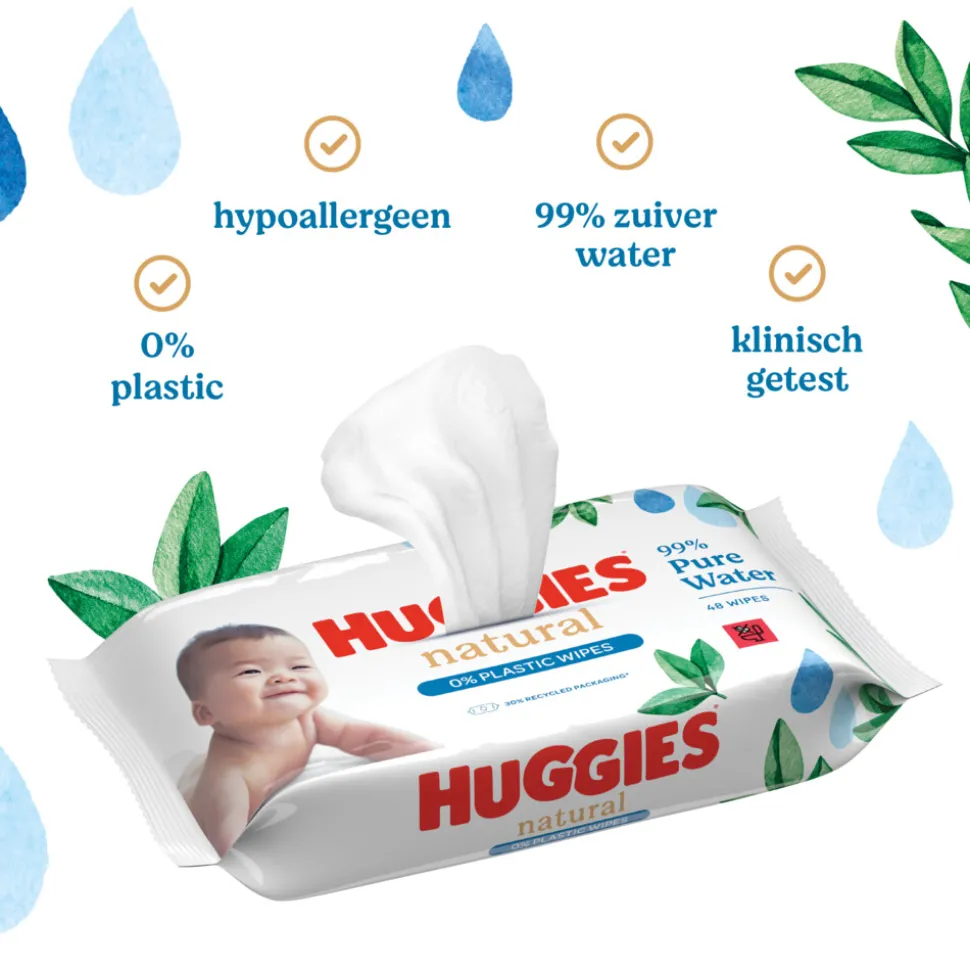 12x Huggies Billendoekjes Natural 0% plastic 12x48=576 stuks