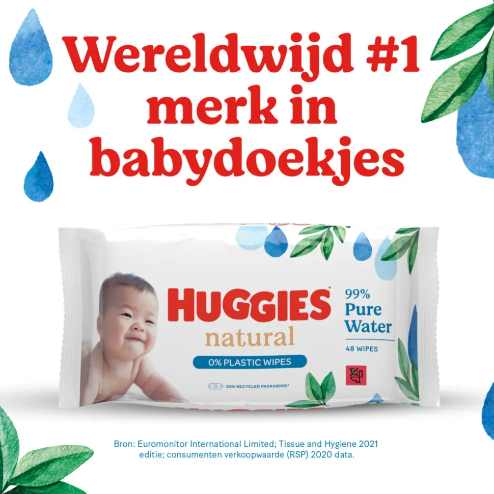 12x Huggies Billendoekjes Natural 0% plastic 12x48=576 stuks