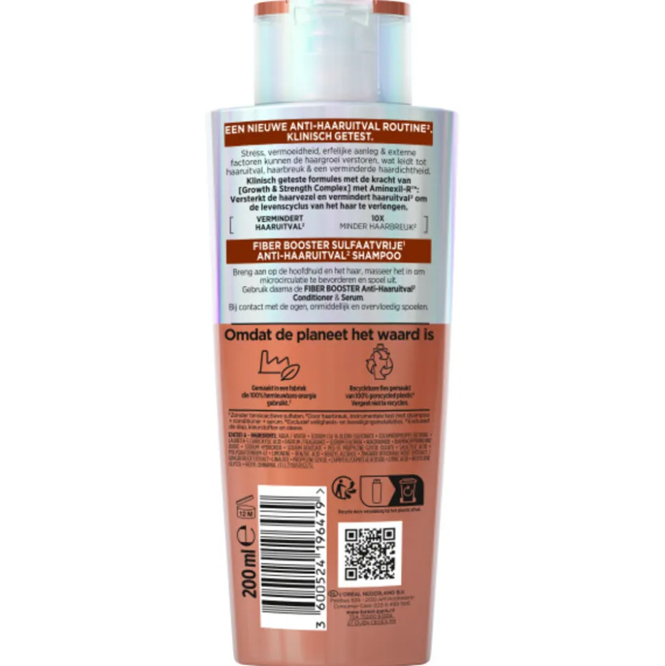6x L'Oréal Elvive Fiber Booster Anti-Haaruitval Shampoo 200 ml