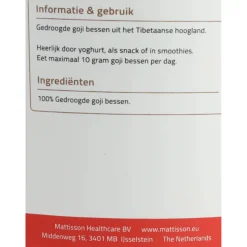 3x Mattisson Goji Bessen Droog 350 gr