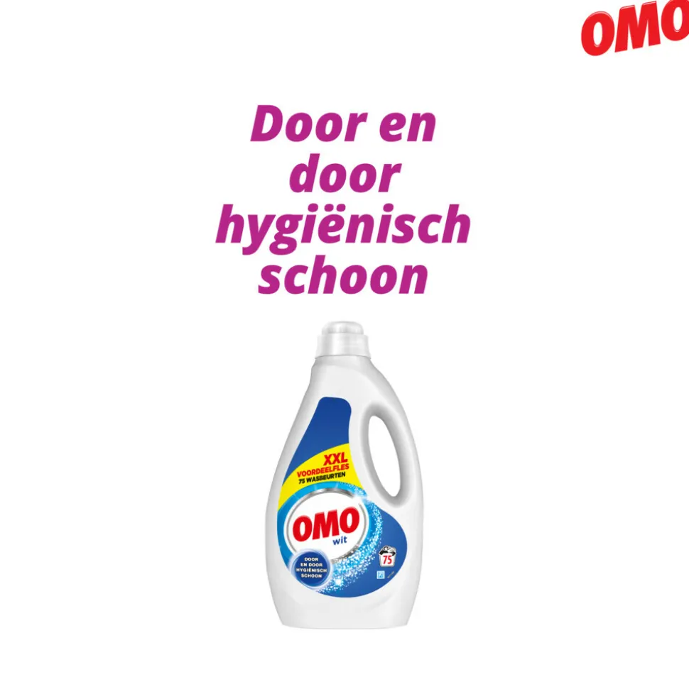 2x OMO Vloeibaar Wasmiddel Wit 75 Wasbeurten 3750 ml