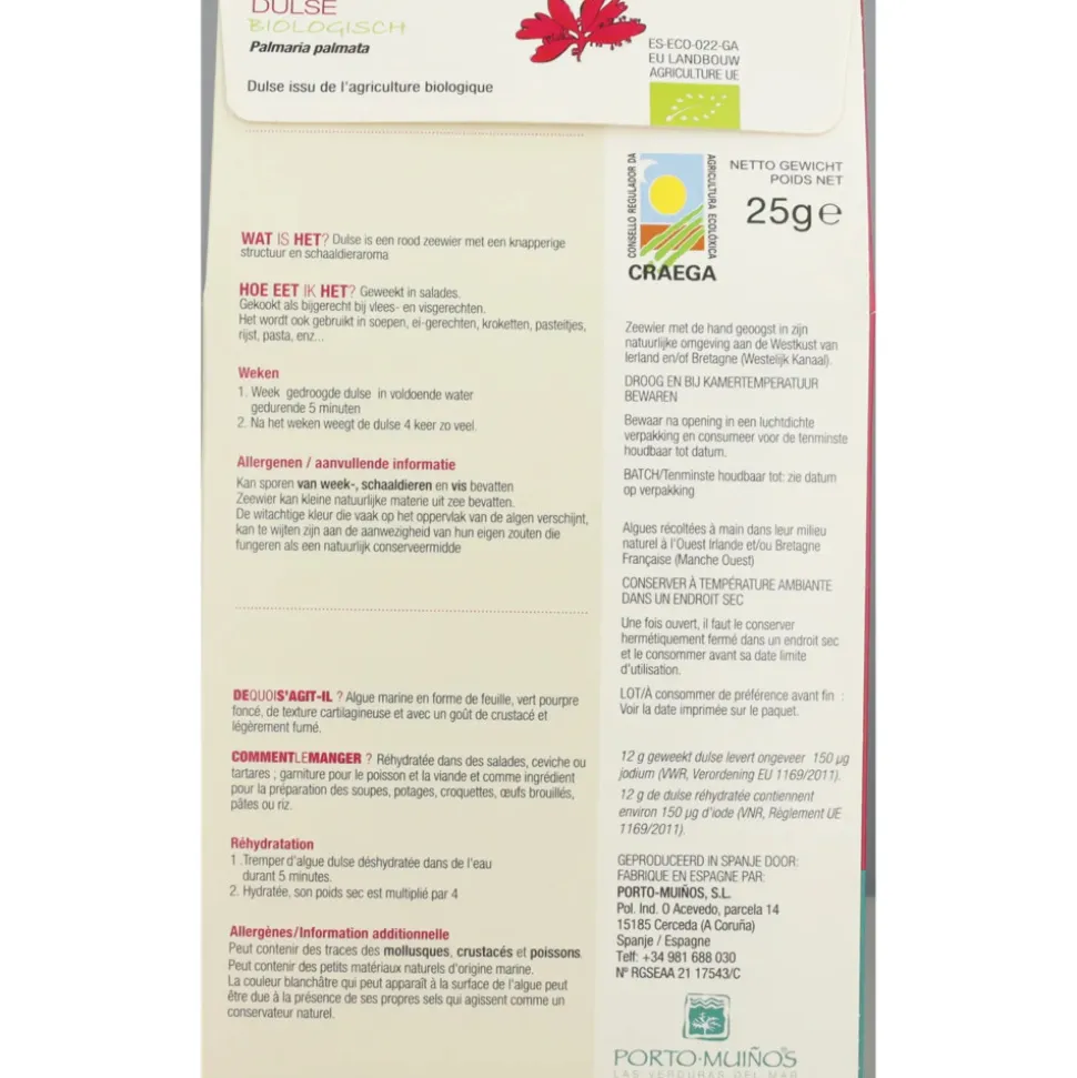 3x Porto Muinos Dulse Vlokken Biologisch 25 gr