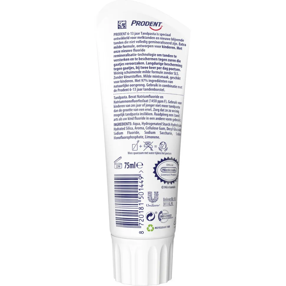 12x Prodent Tandpasta Super Mario 6-13 jaar 75 ml