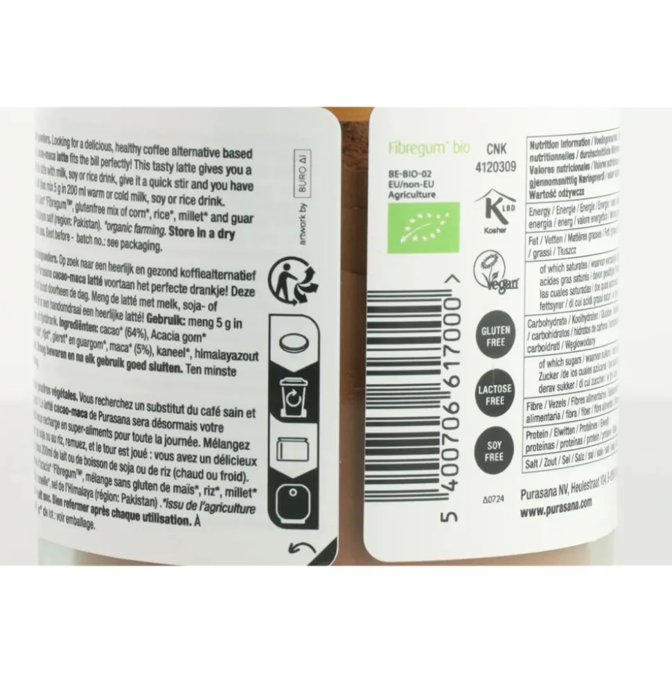 3x Purasana Cacao Maca Latté Bio 120 gr