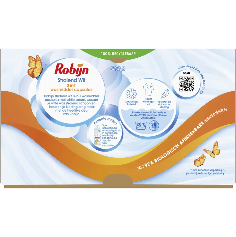 3x Robijn Wascapsules 3-in-1 Stralend Wit 40 stuks