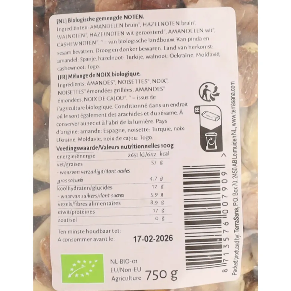 3x Terrasana Gemengde Noten 750 gr