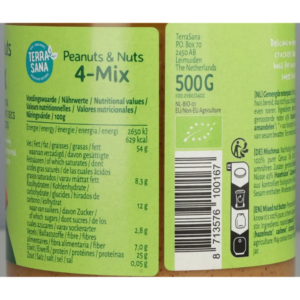 3x Terrasana Notenpasta 4 Mix 500 gr