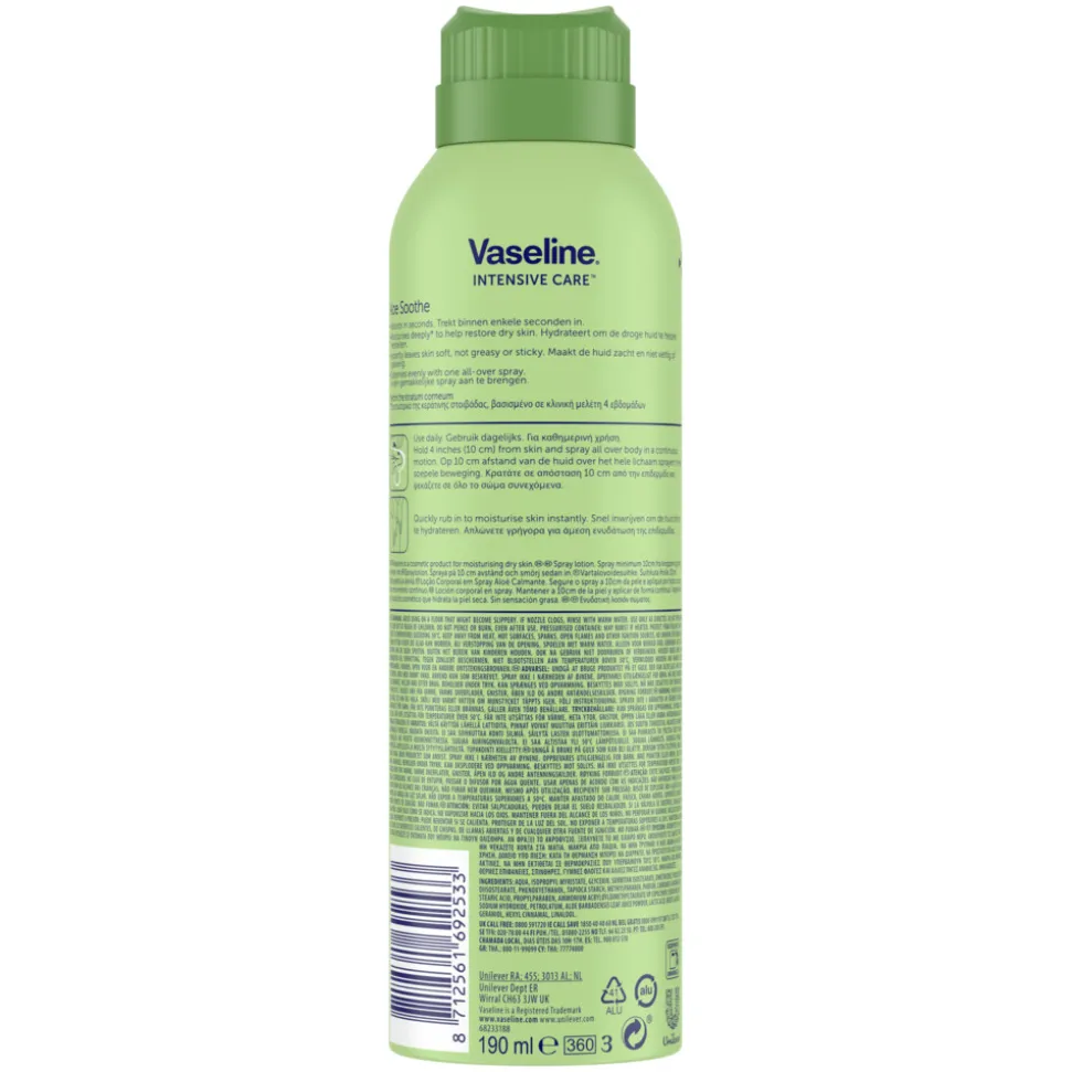 6x Vaseline Bodylotion Spray Aloe Soothe 190 ml