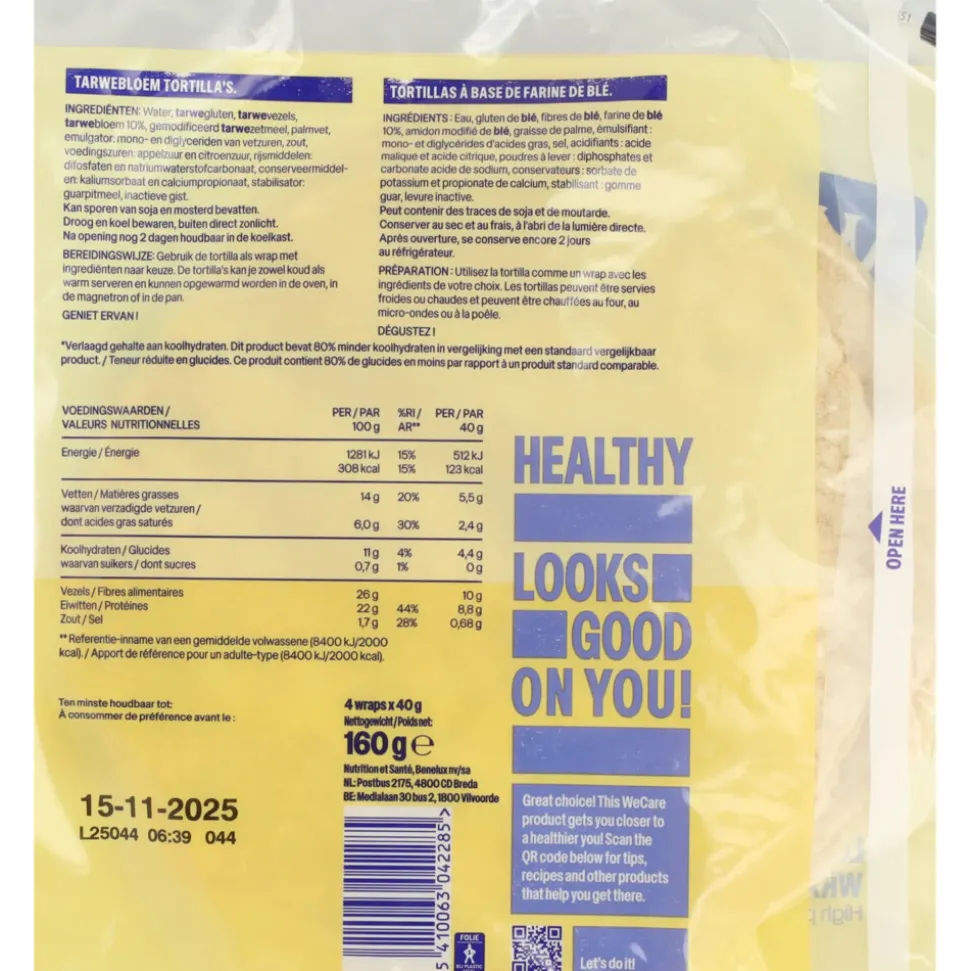 12x WeCare Lower Carb Tortillas Naturel 160 gr