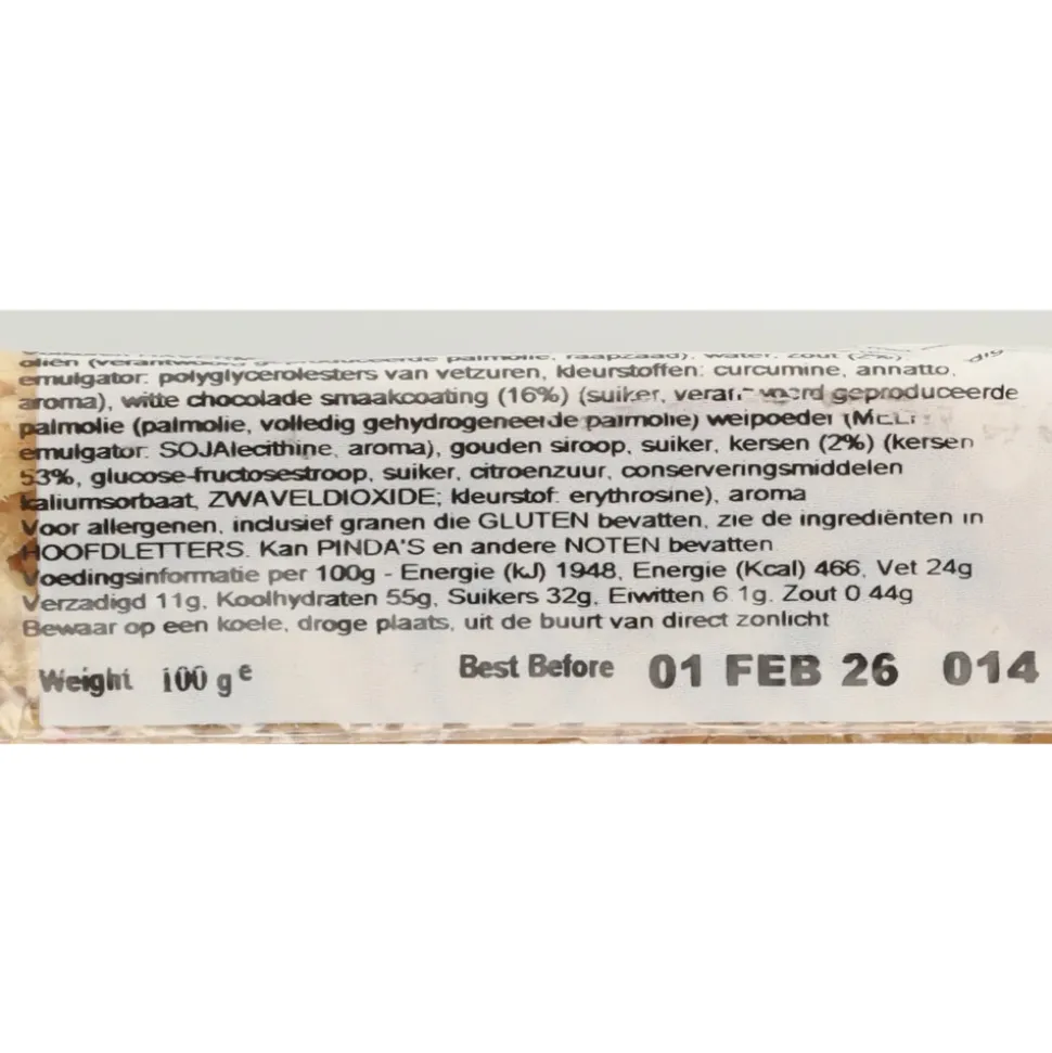 12x XXL Nutrition Delicious Oat Bar Witte Chocolade Kers 100 gr