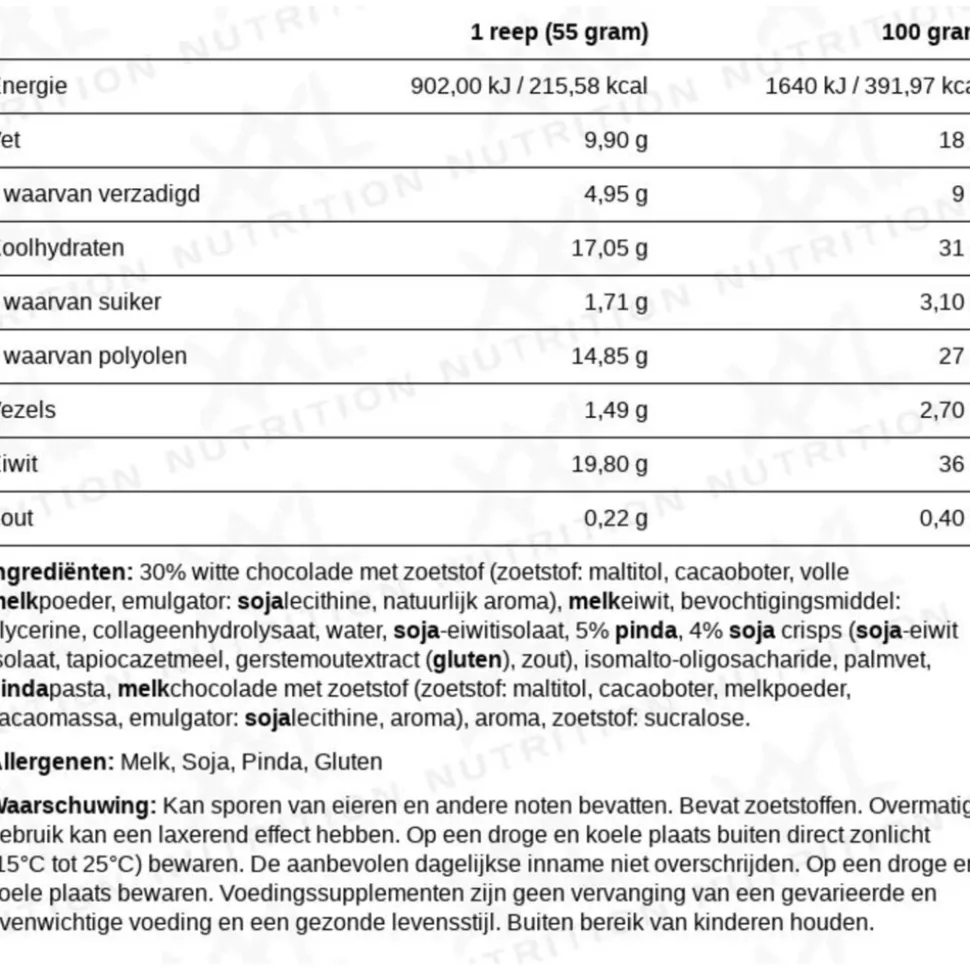 15x XXL Nutrition NJOY Proteïne Bar Pindakaas Caramel 55 gr