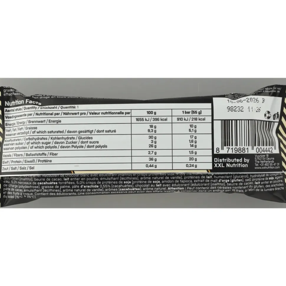 15x XXL Nutrition NJOY Proteïne Bar Pindakaas Caramel 55 gr
