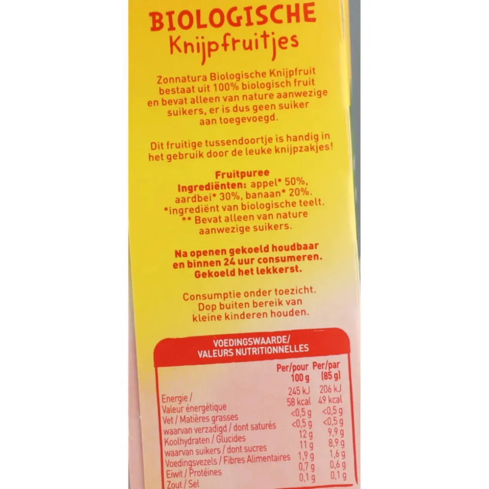 3x Zonnatura Knijpfruit Appel/Aardbei Biologisch 4 x 85 gr