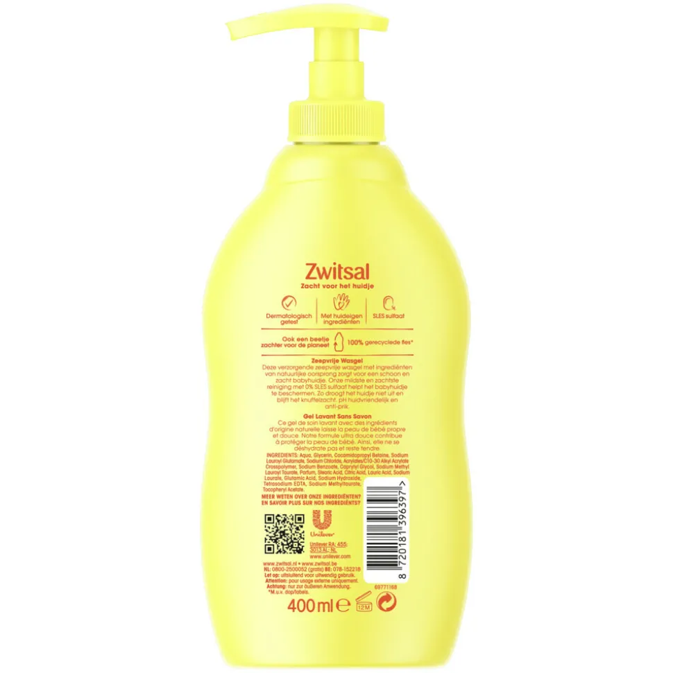 6x Zwitsal Zeepvrije Wasgel 400 ml