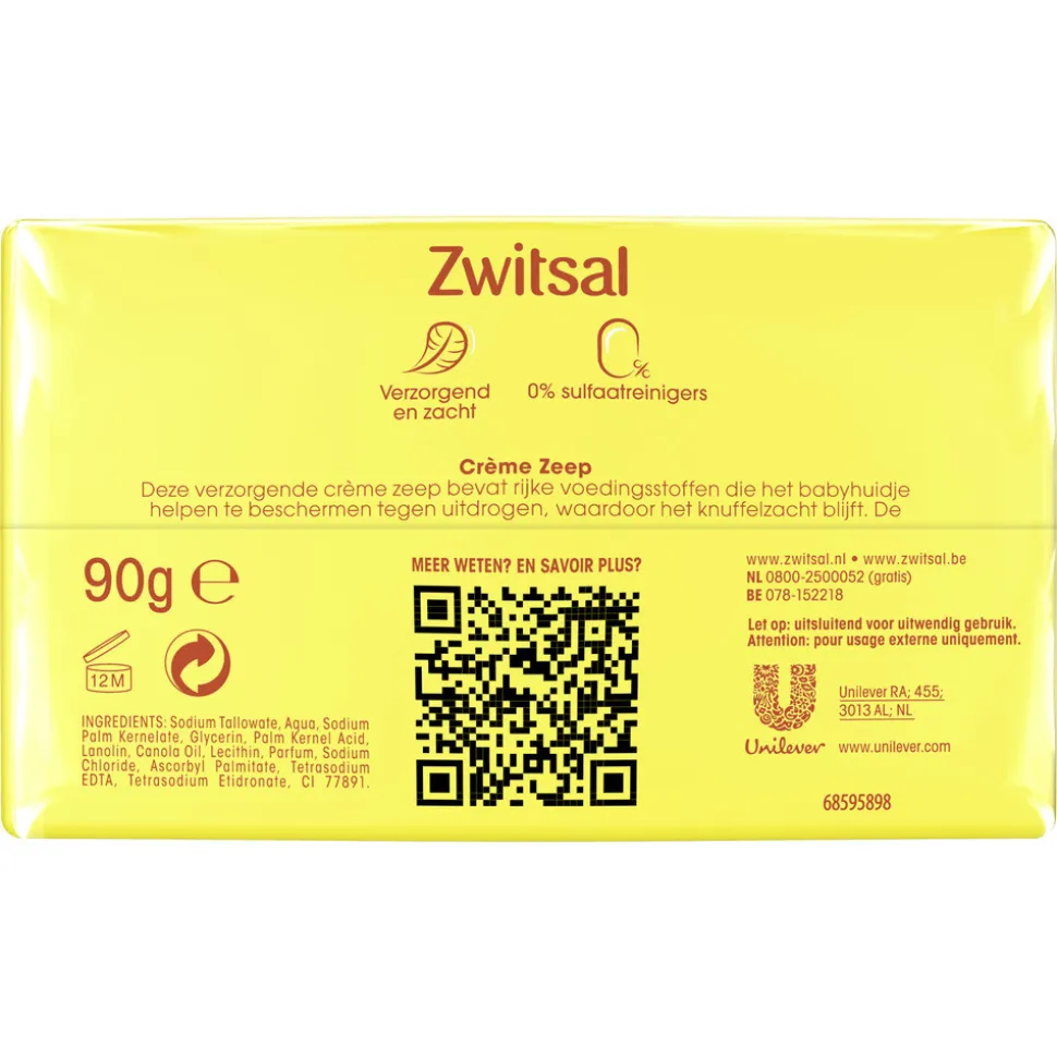 Zwitsal Crème Zeep Baby 4 x 90 gr